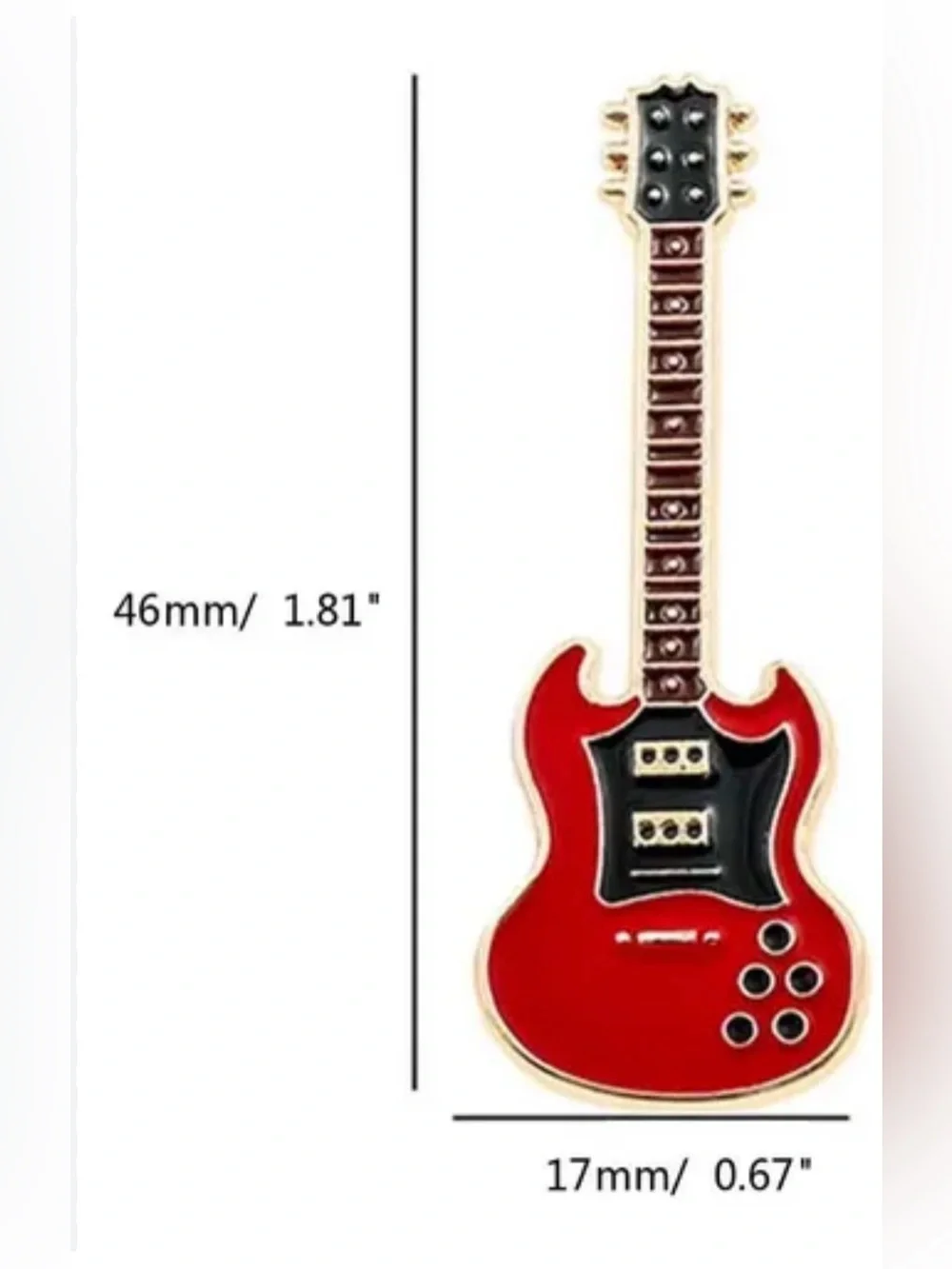 Red guitar golden pin brooch